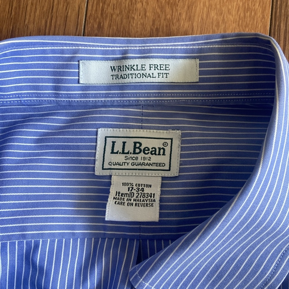 L.L Bean pinstripe button down. Wrinkle free